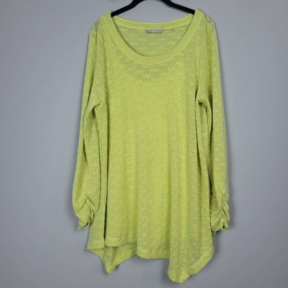 Soft Surroundings Womens Asymmetrical Sweater Cami Set Lime Green Size XL Brat